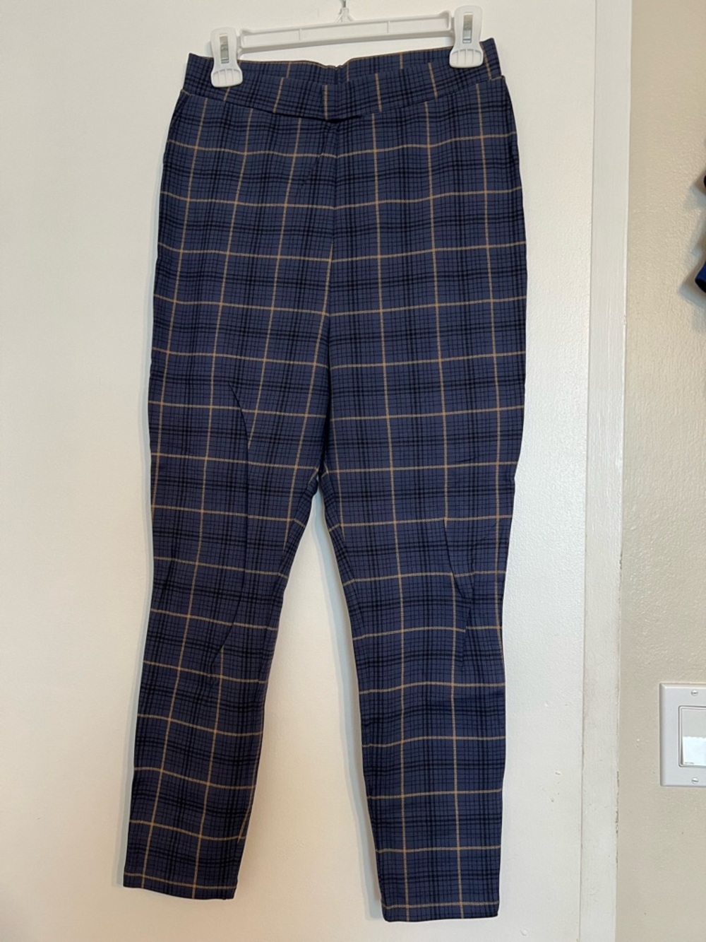 Nordstrom Navy and Tan Plaid Chinos